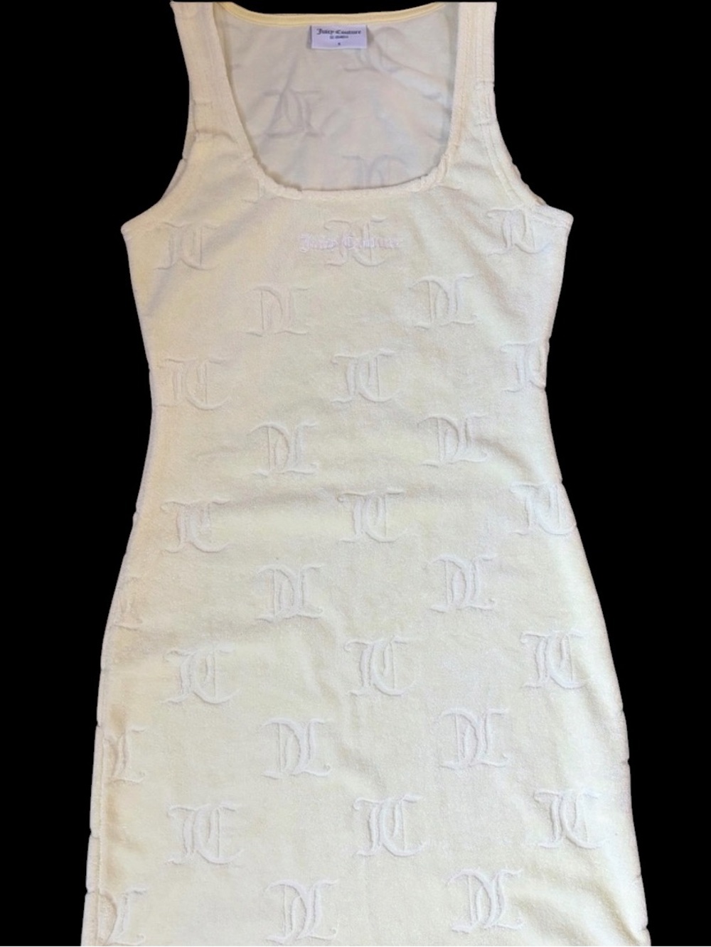 Juicy Couture Pale Yellow Knit Logo Tank Dress